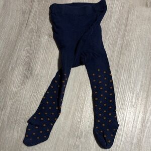 Navy Blue‎ and Brown Polka Dot Kids Tights